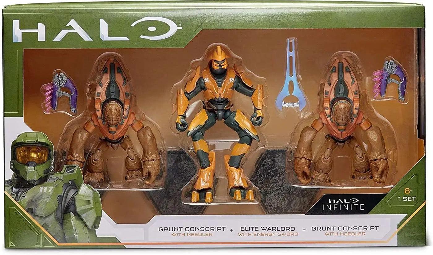 Halo Infinite Elite Ultra + Grunt Conscript x 2 Action Figure 3 Pack