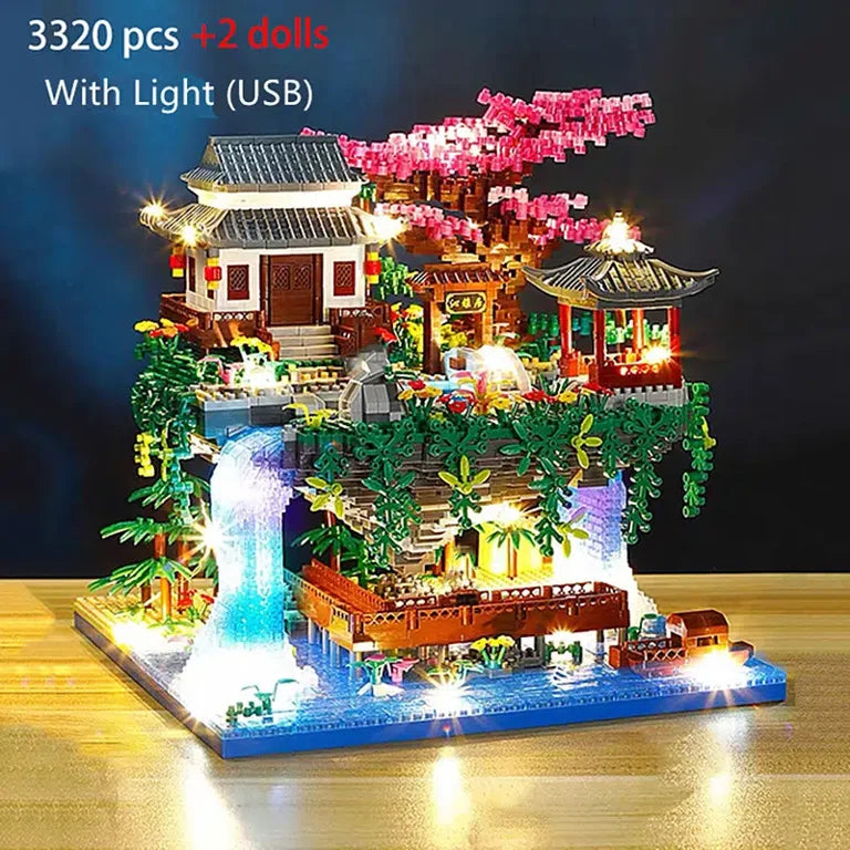 3320pcs Micro Building Lego / Blocks Set,Diamond Tree House And Waterfall with usb light