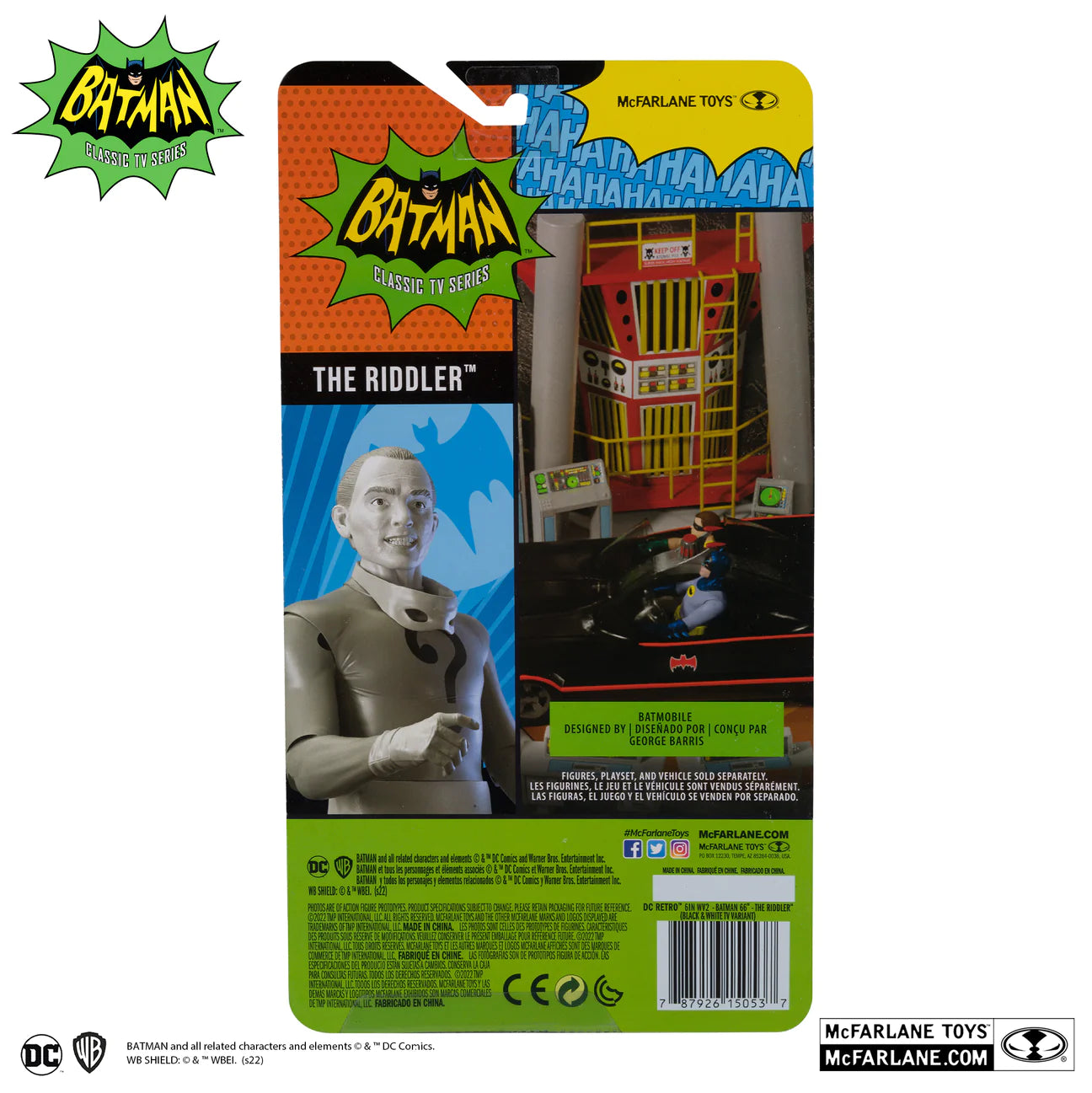 McFarlane Toys DC Batman Classic TV Series 66 Retro Black & White 6” The Riddler