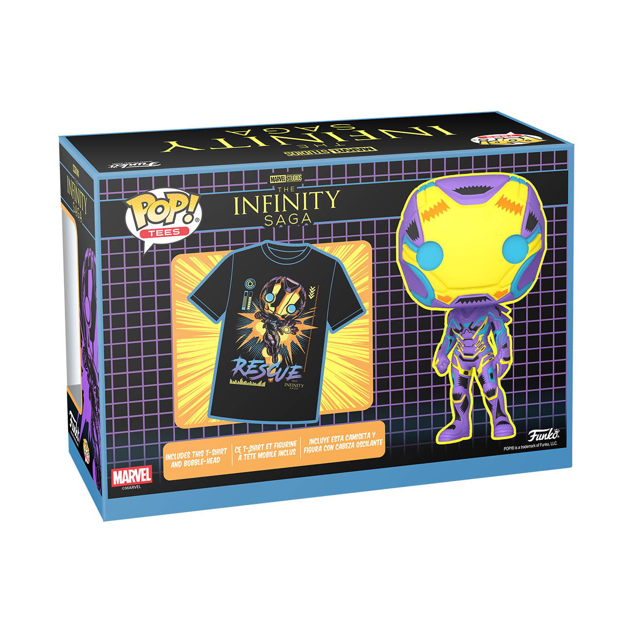 Funko Pop! Tees Marvel Studios The Infinity Saga Ironman Blacklight Target Exclusive with Tees Bundle