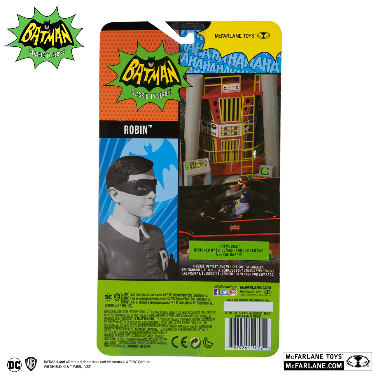 McFarlane Toys DC Batman Classic TV Series 66 Retro Black & White 6” Robin