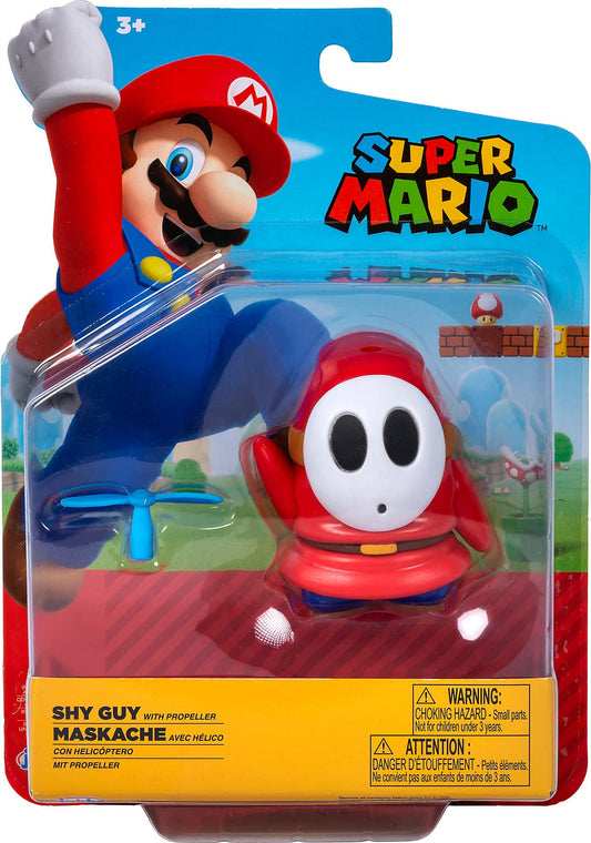 Super Mario Red Shy Guy Collectible Toy with Propeller Accessory 4-inch Action Figure