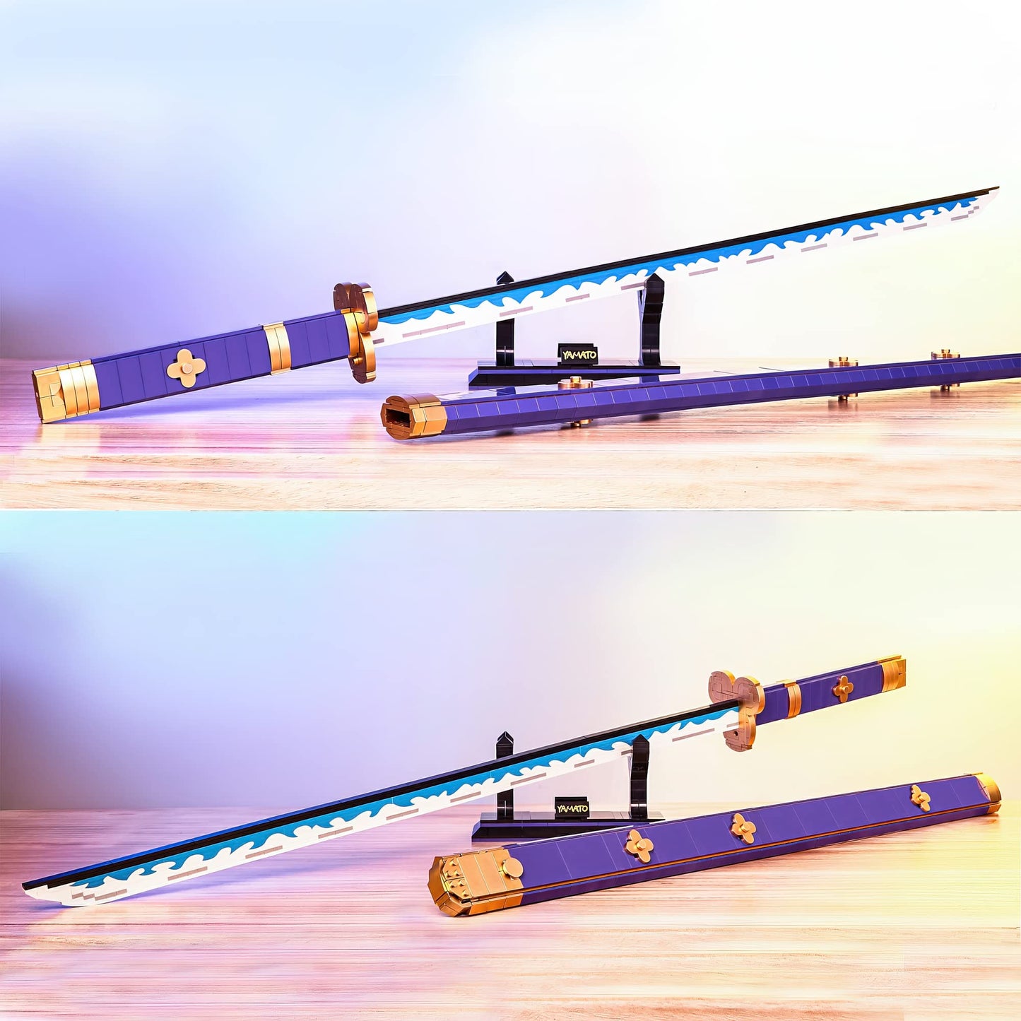 HI-REEKE Cosplay Anime Swords Building Blocks Kit One Piece Roronoa Zoro Enma Yamato Sword Model Samurai Katana 936pcs