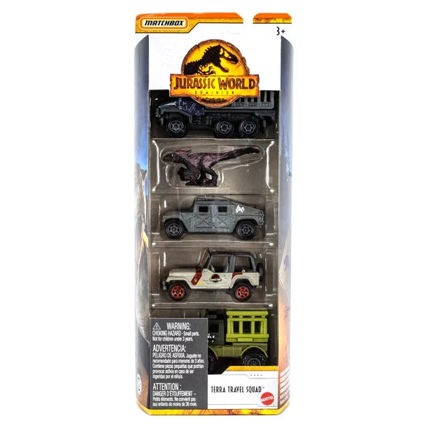 Matchbox Jurassic World Dominion 1:64 Die-cast & Dinosaur 5-Packs Terra Travel Squad