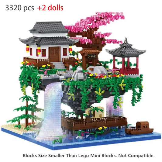 3320pcs Micro Building Lego / Blocks Set,Diamond Tree House And Waterfall with usb light