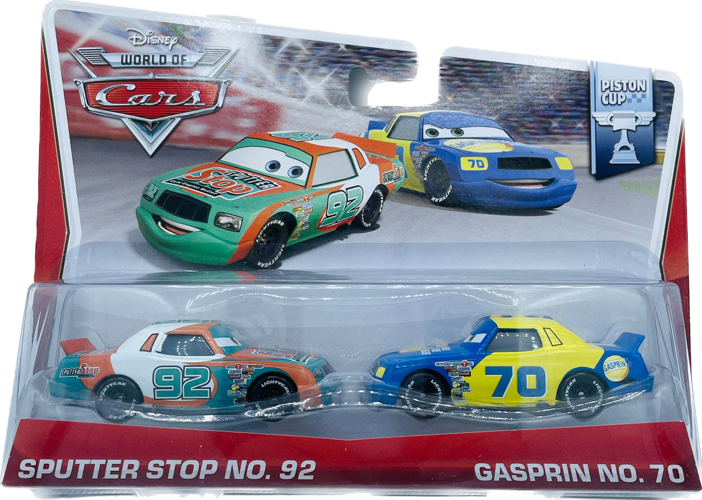 Disney World of Cars Movie Moments 2 Pack Sputter Stop No.92 & Gasprin No.70
