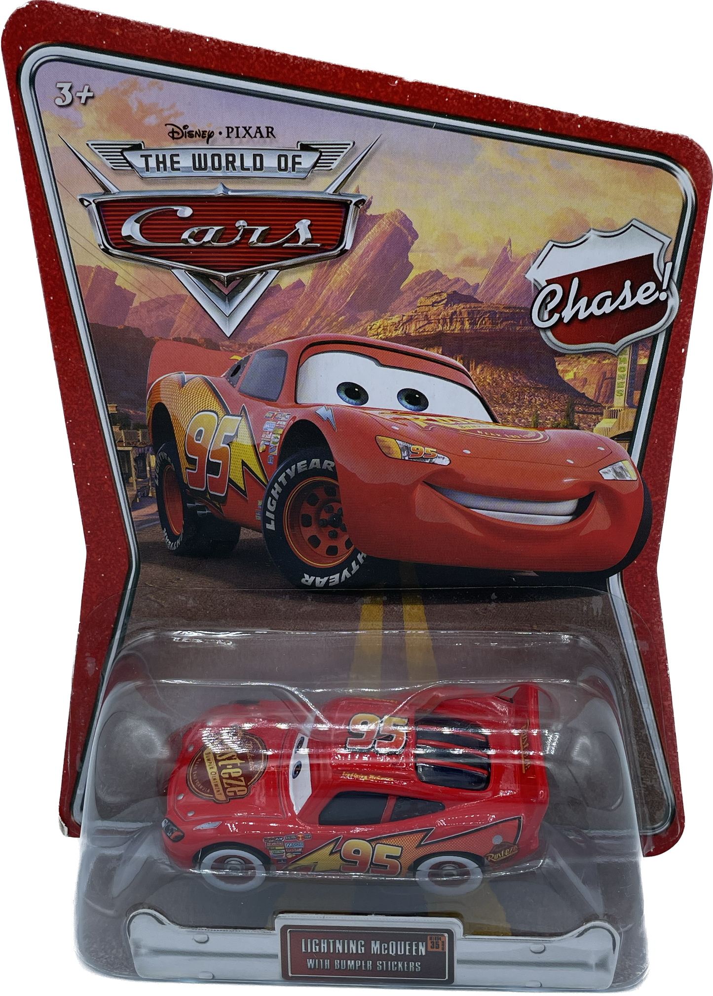 Disney /Pixar The World Of Cars Lightning McQueen with Bumper Stickers Chase 35 Diecast Car