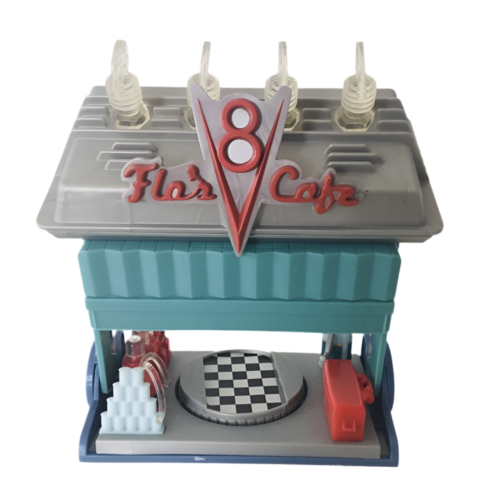 Disney Pixar Cars Mini Adventures Flo's V8 Cafe with Lightning McQueen Vehicle Playset