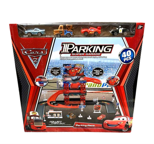 Disney Pixar Cars 2 Parking Super Garage Play Set Included 4 mini Cars