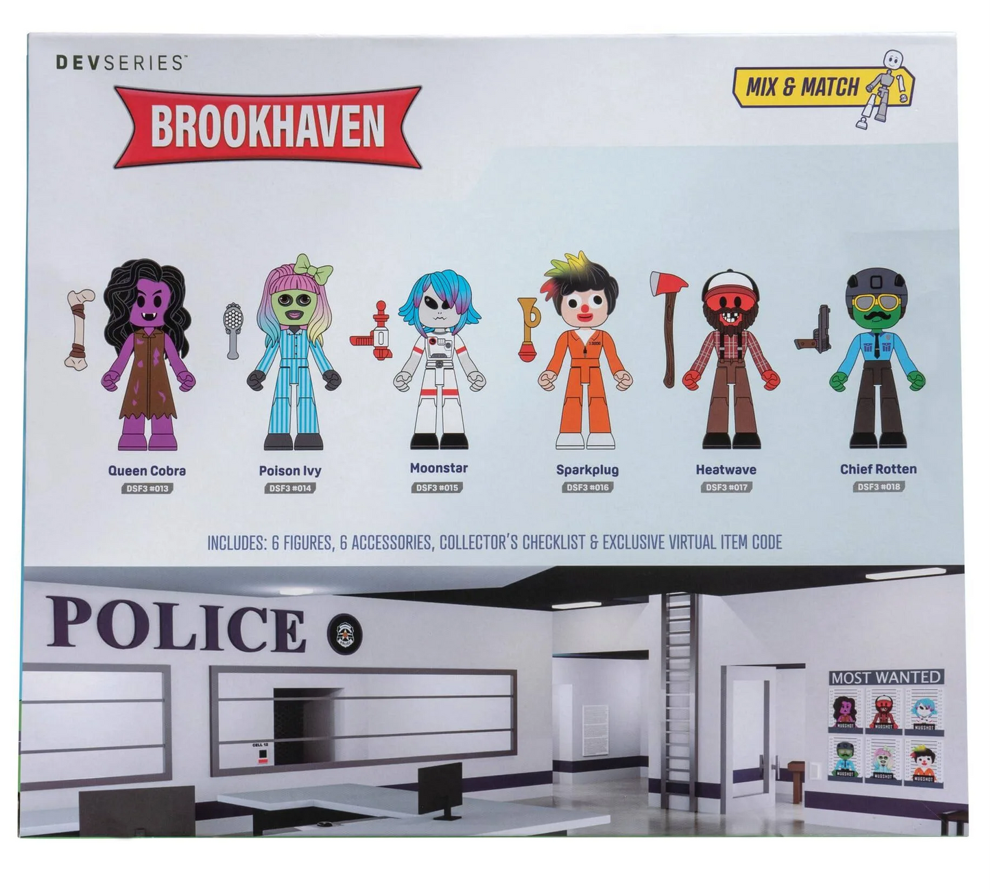 Brookhaven's Most Wanted 2.75” Mix-and-Match Figures with Unique Accessories and Exclusive Virtual Item Code inside