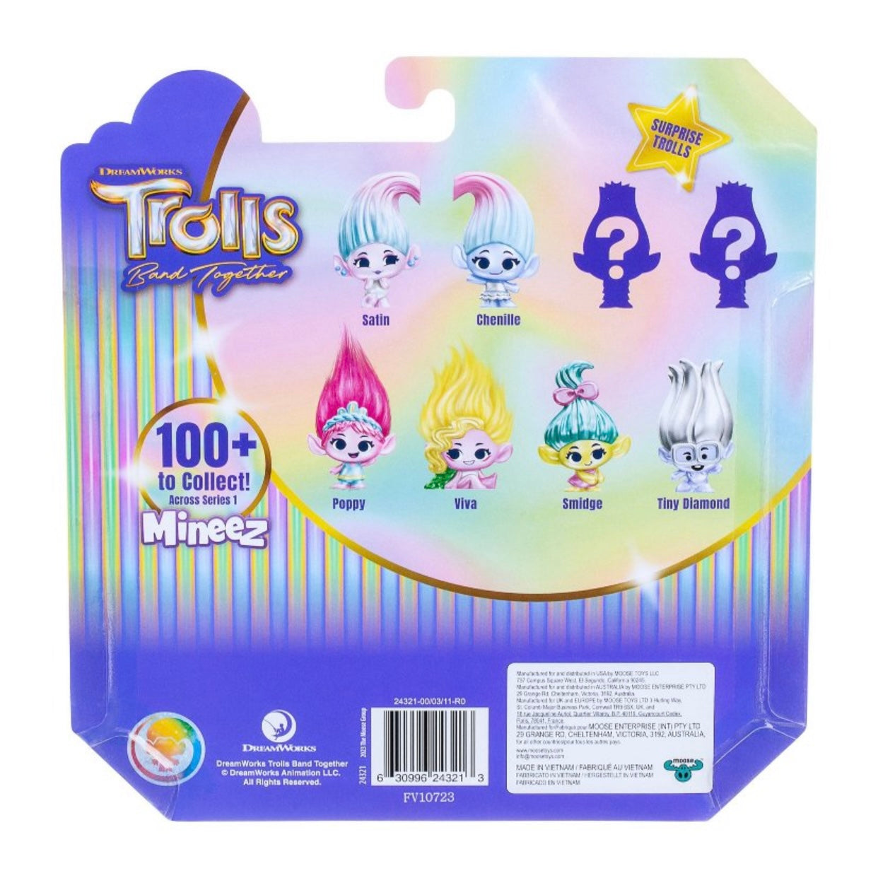 Trolls Mineez Collectible Dolls with Exclusive Finishes, Glam Together 8 Pack