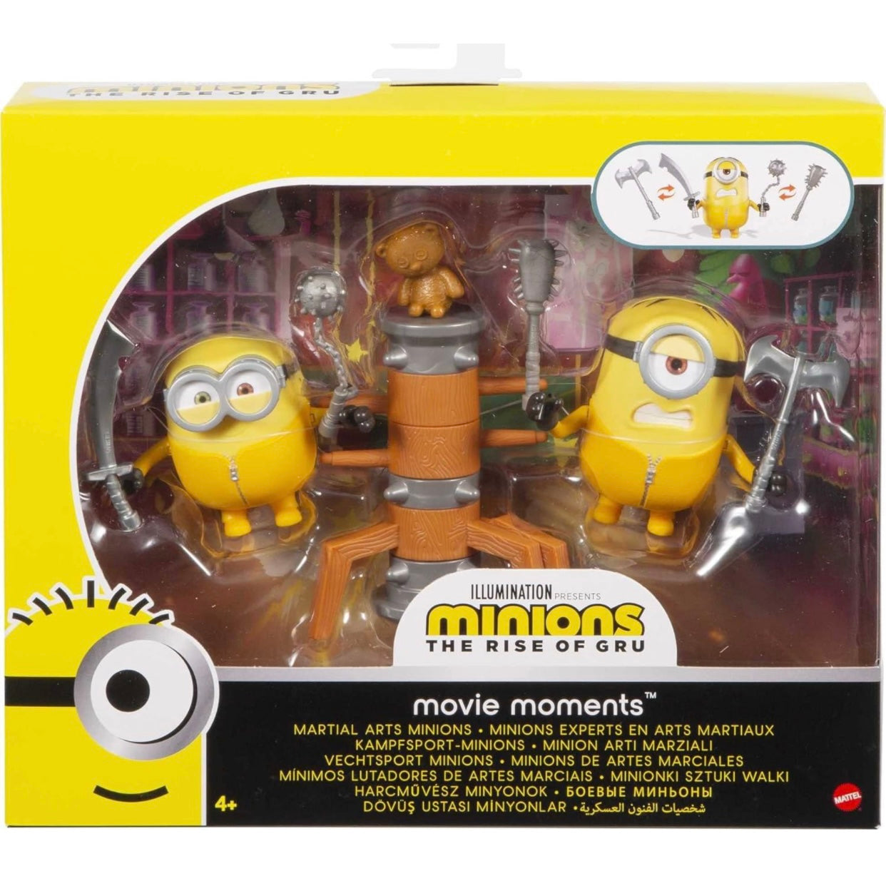 Minions: The Rise of Gru Playset with 2 Movie Moments Martial Arts Minions 4-in Figures and Kung Fu Training Accessories.