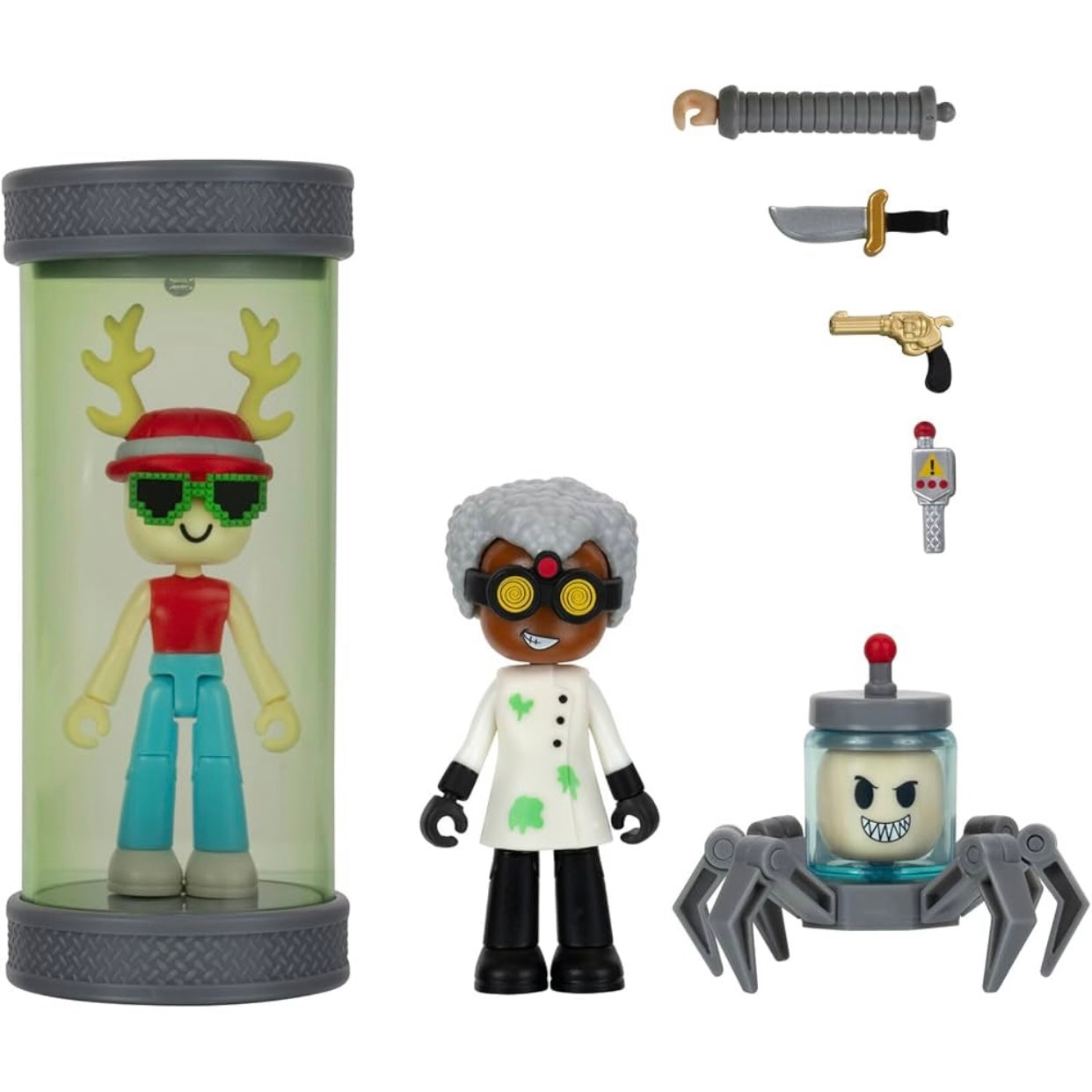 DevSeries Murder Mystery 2 Research Facility Game Pack Two 2.75” Action Figures with Light-Up Lab Capsule, Accessories, and Exclusive Virtual Item Code