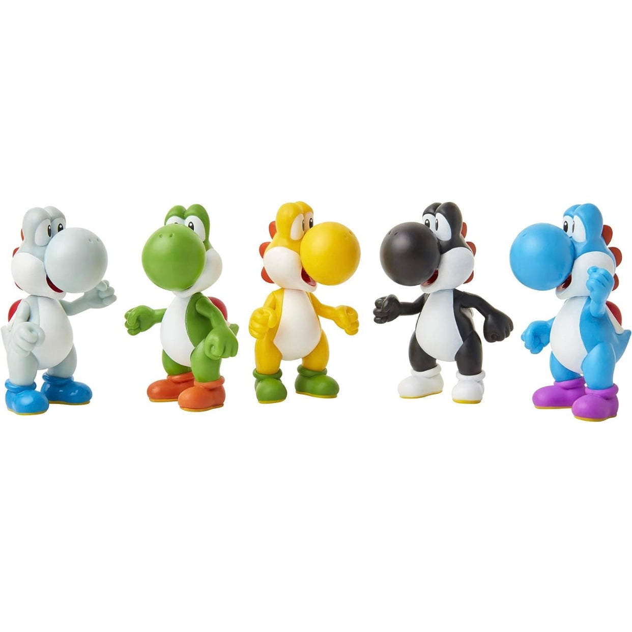 Super Mario Yoshi Multi-Pack Green, Blue, Grey, Yellow & Black, Yoshi Mini Figure 5-Pack