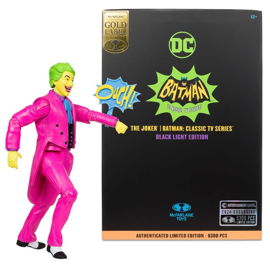 McFarlane Toys DC Retro The Joker Batman: Classic TV Series Black Light Gold Label 6-Inch Action Figure