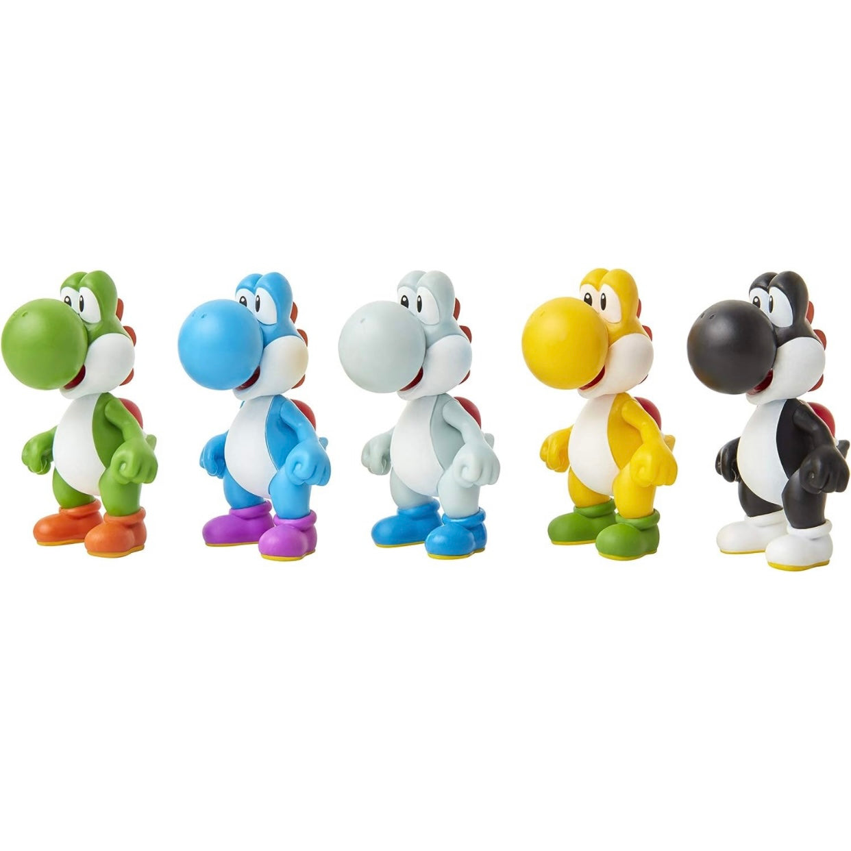 Super Mario Yoshi Multi-Pack Green, Blue, Grey, Yellow & Black, Yoshi Mini Figure 5-Pack