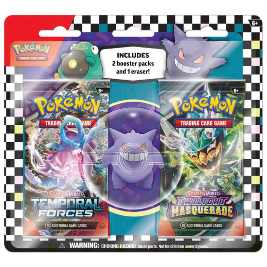 Pokémon Card TCG Back to School Eraser Blister 2-Pack - Booster Package Art May Vary,