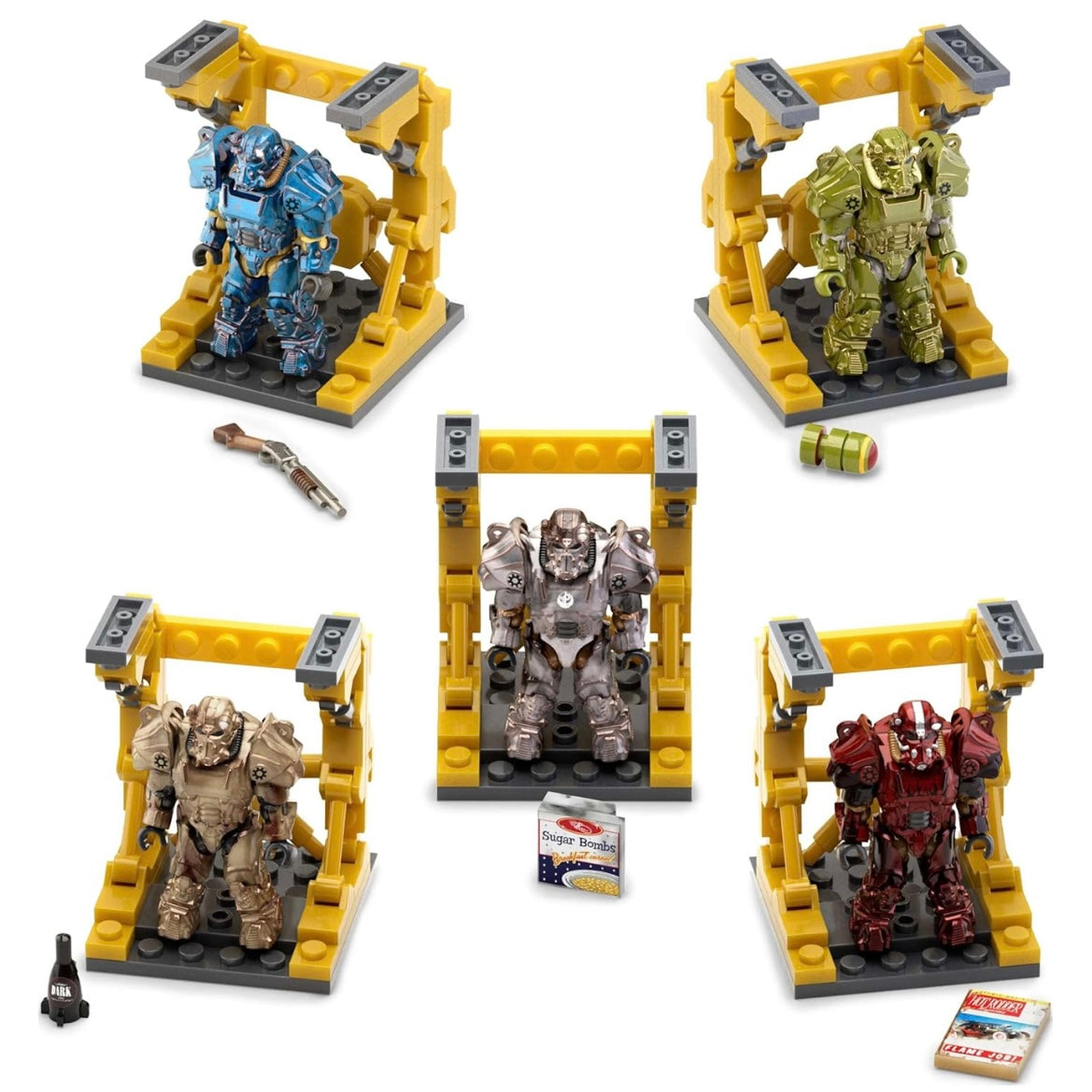 MEGA Fallout Action Figure Building Toy, T-60 Power Armor Collection with 327 Pieces, 5 Micro Action Figures and Accessories, for Collectors