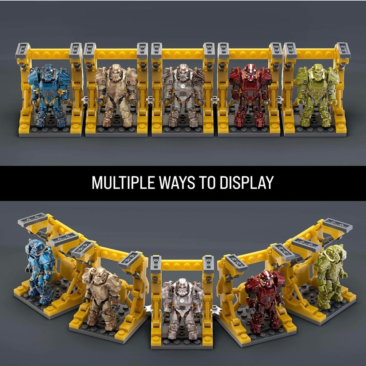 MEGA Fallout Action Figure Building Toy, T-60 Power Armor Collection with 327 Pieces, 5 Micro Action Figures and Accessories, for Collectors