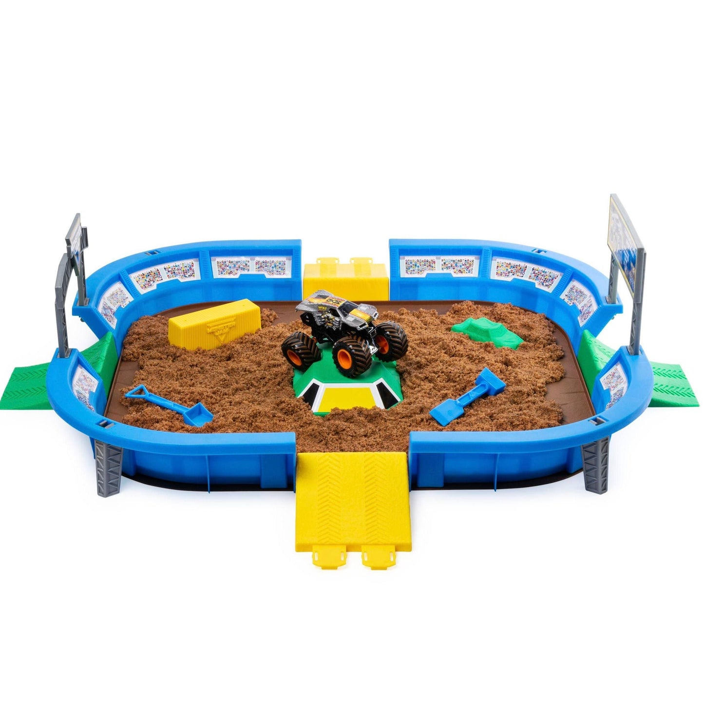 Monster Jam, Monster Dirt Arena 24-inch Playset with 2lbs of Monster Dirt and Exclusive 1:64 Scale Die-Cast Monster Jam Truck