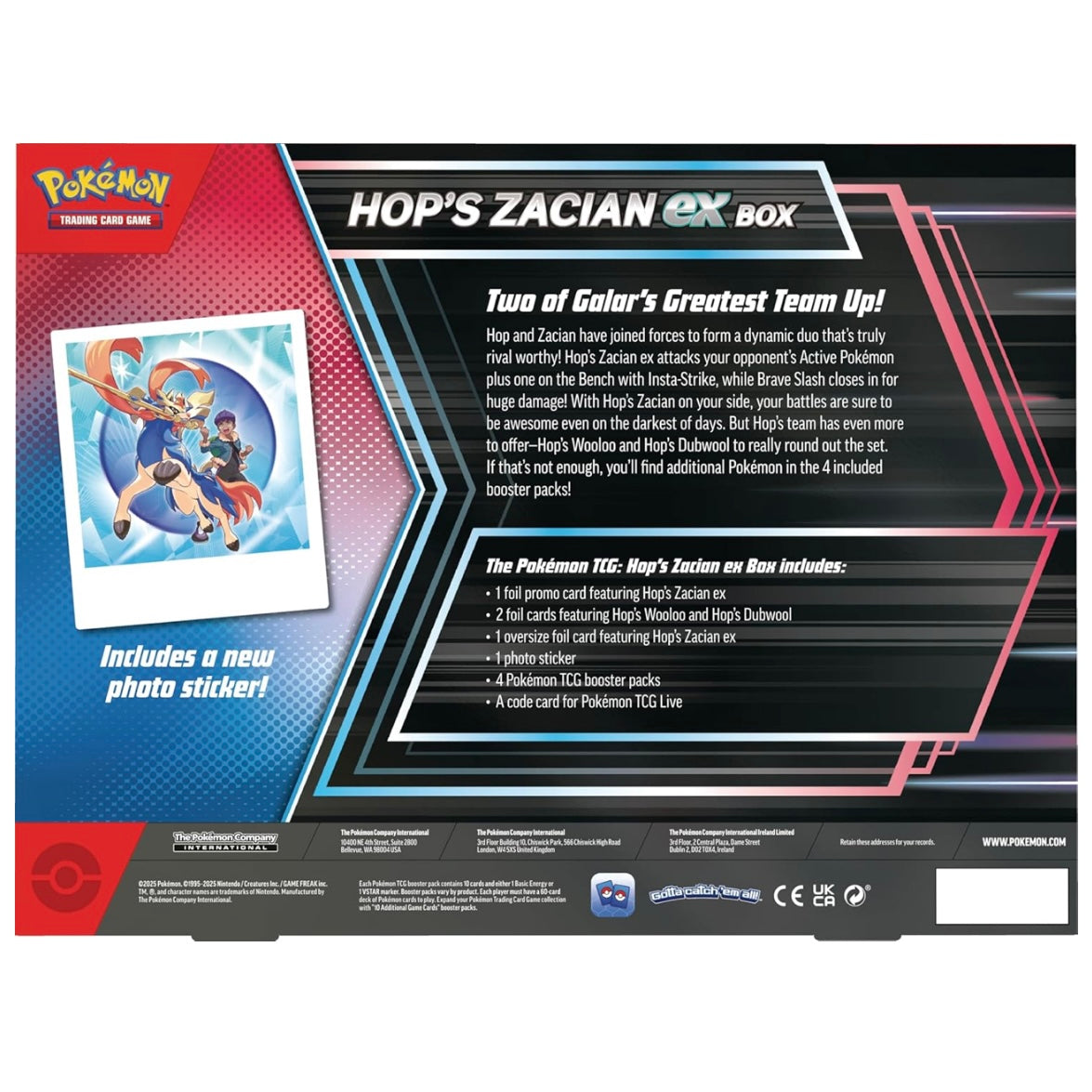 Pokémon TCG Hop’s Zacian ex Box - 4 Packs