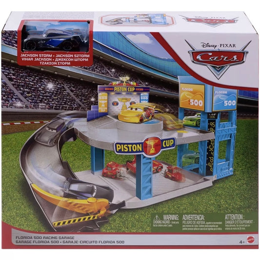 Disney Pixar Cars Florida 500 Racing Garage Jackson Storm Vehicle Included