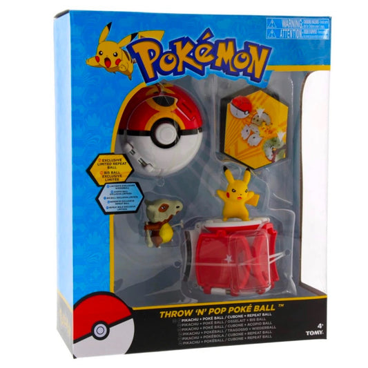 Pokemon Throw N Pop Poke Ball Pikachu Pokeball & Cubone Repeat Ball Figure Set
