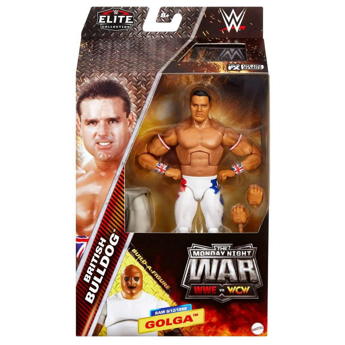 WWE Monday Night War Elite Collection British Bulldog Action Figure with Build-a-Golga Figure Accessories