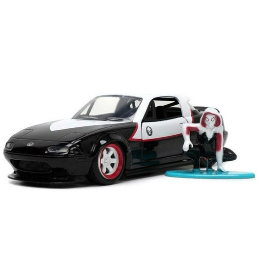 1990 Mazda Miata w/Ghost Spider Figure, Spiderman - Jada Toys 1:32 Scale Die-cast Figure