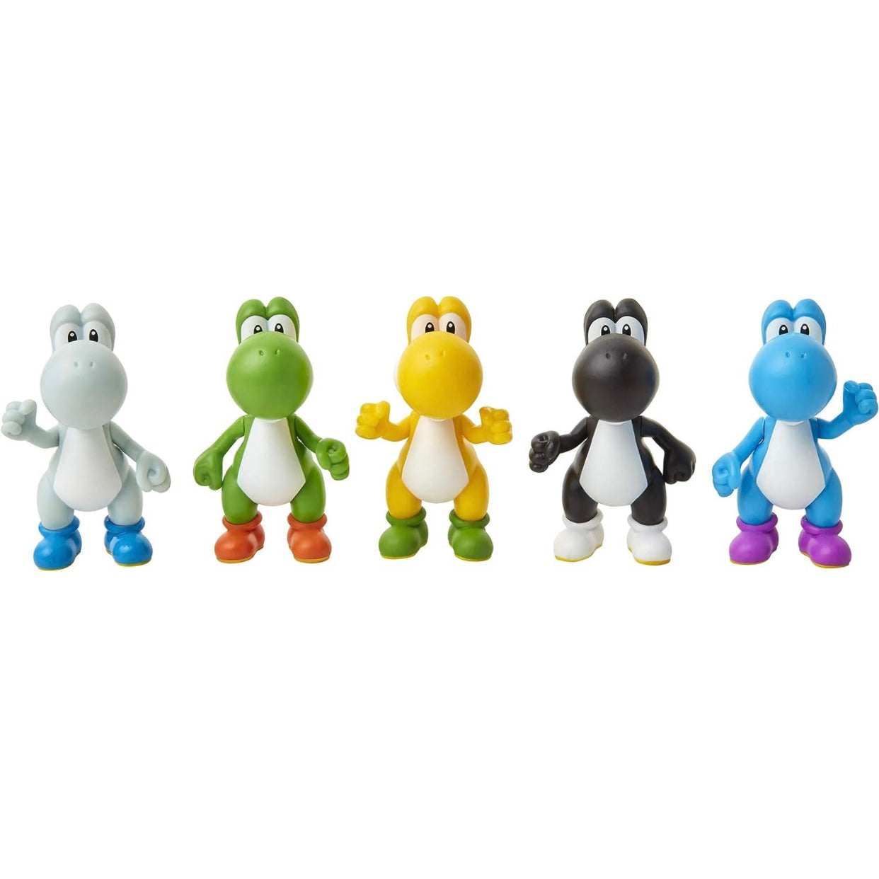 Super Mario Yoshi Multi-Pack Green, Blue, Grey, Yellow & Black, Yoshi Mini Figure 5-Pack