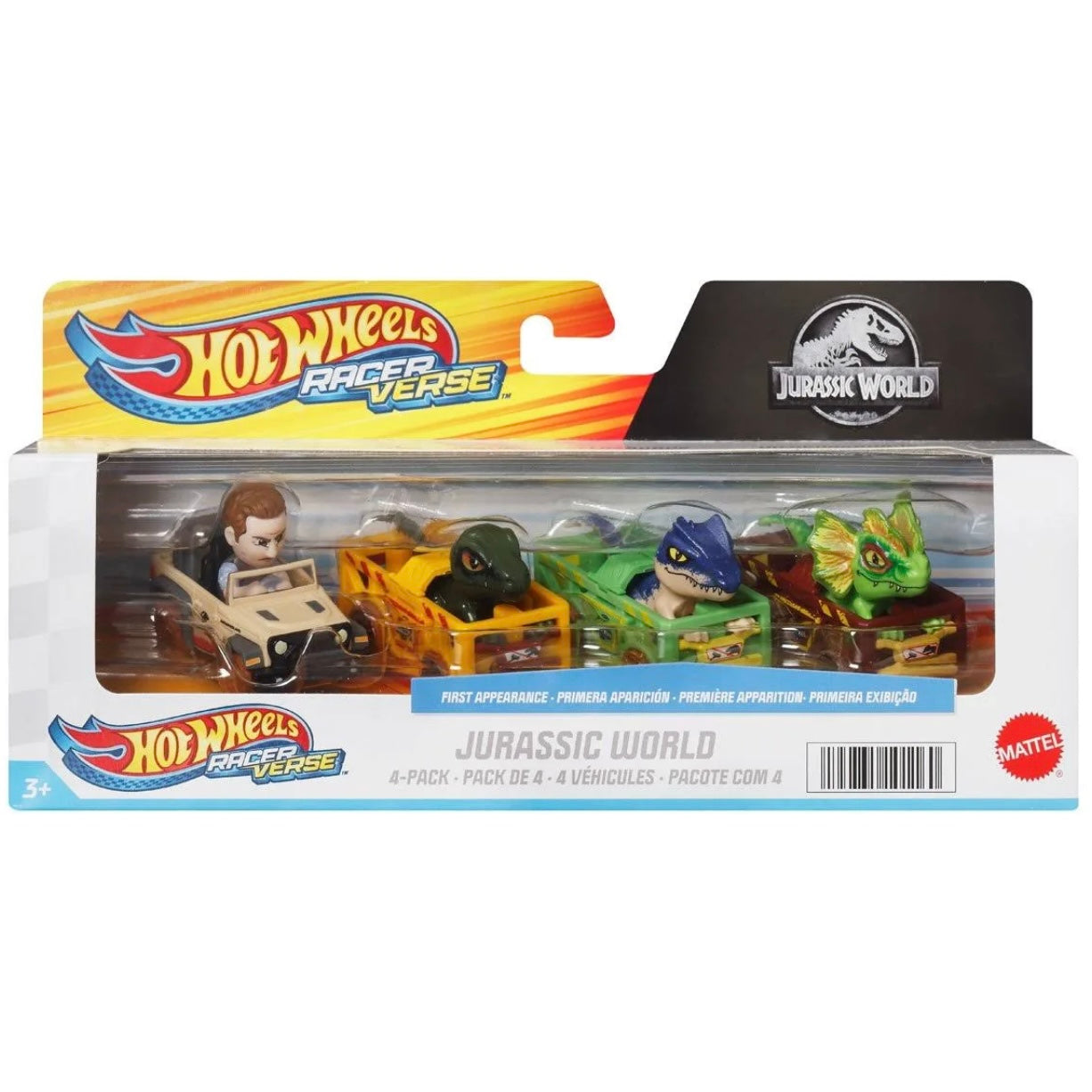 Hot Wheels RacerVerse Jurassic World Diecast Vehicles 4-Pack