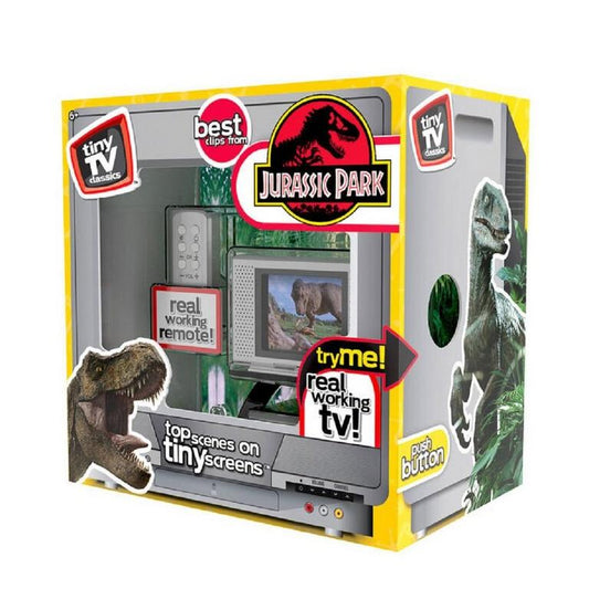 Tiny TV Classics Collectible Jurassic Park TV with Real Working Remote