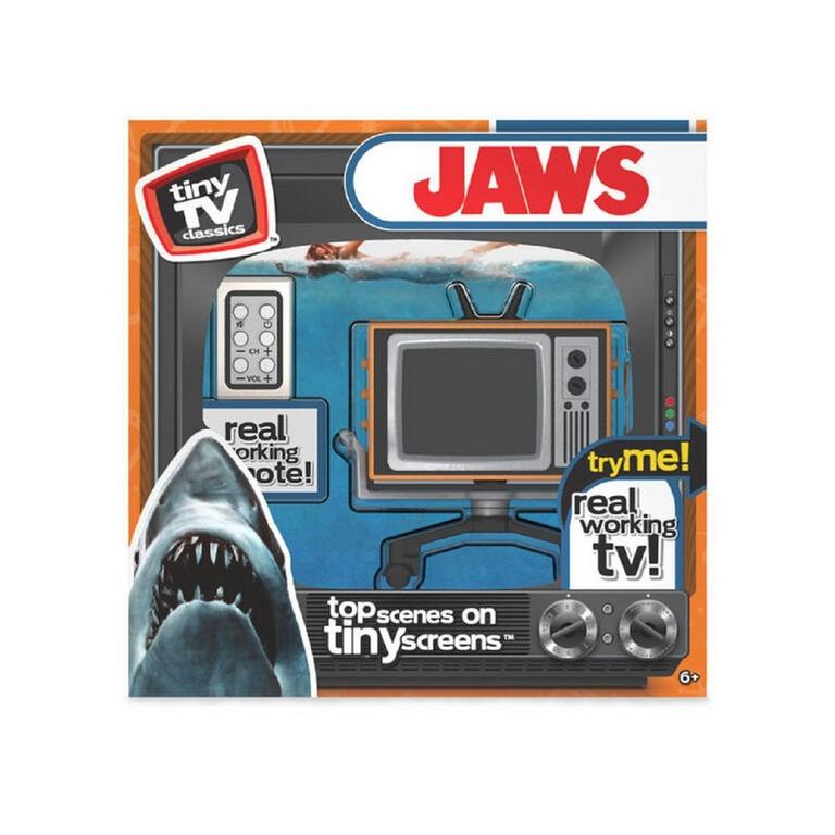 Tiny TV Classics Collectible Jaws TV with Real Working Remote