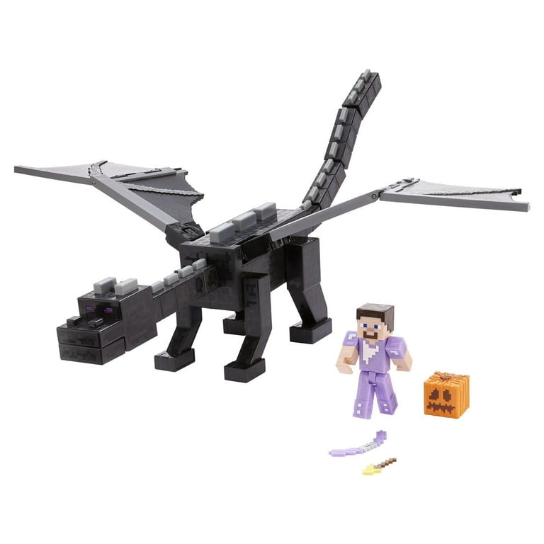 Minecraft Ultimate Ender Dragon Figure, 20-in with Color-Change Steve Figure