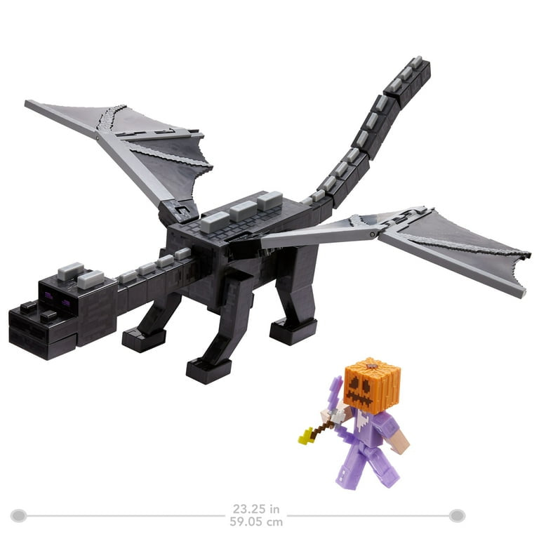 Minecraft Ultimate Ender Dragon Figure, 20-in with Color-Change Steve Figure