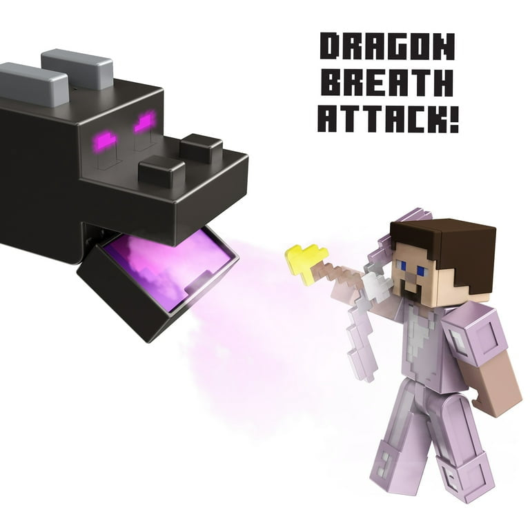 Minecraft Ultimate Ender Dragon Figure, 20-in with Color-Change Steve Figure