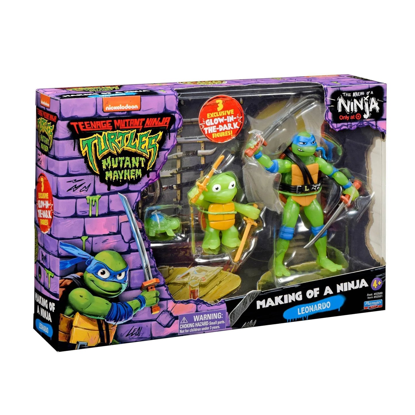 Teenage Mutant Ninja Turtles Mutant Mayhem Making of a Ninja Leondardo Action Figure Set 3-Pack