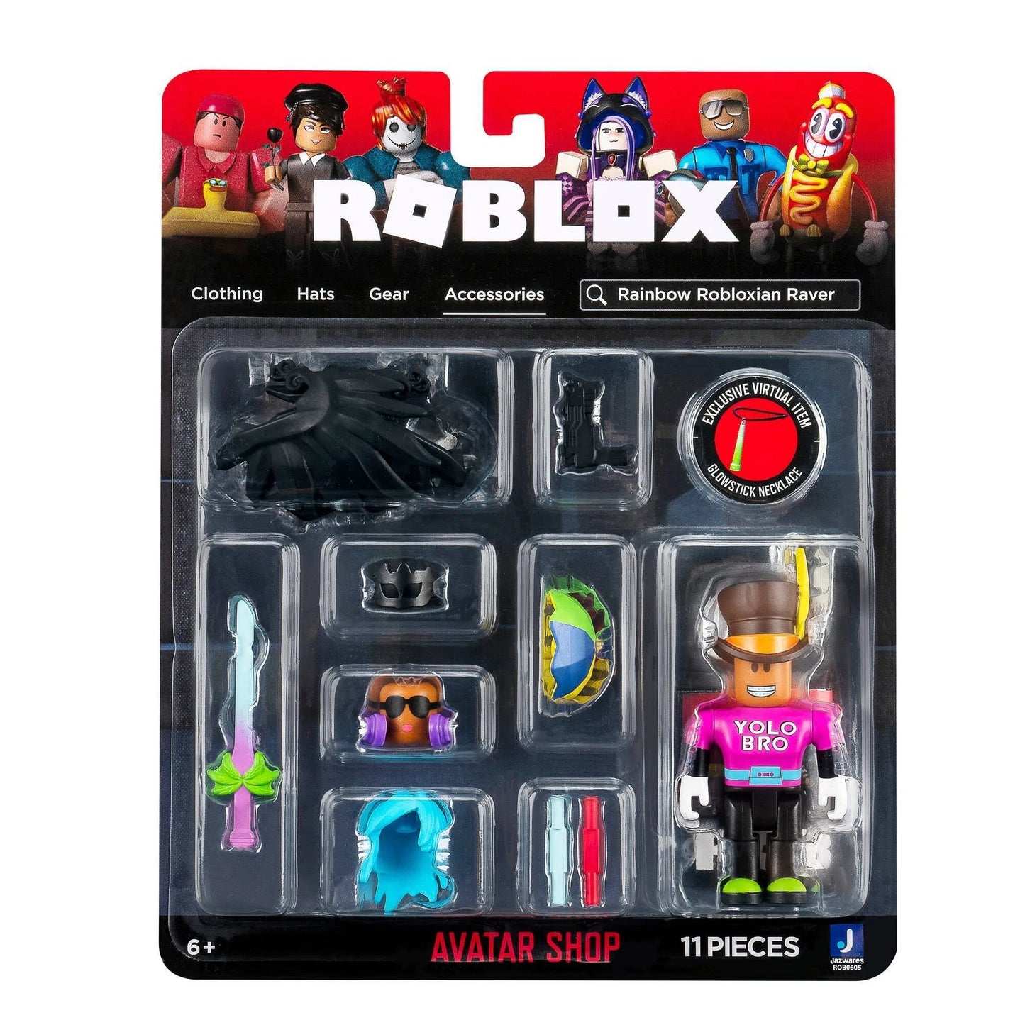 Roblox Avatar Shop Rainbow Robloxian Raver Action Figure with accessories