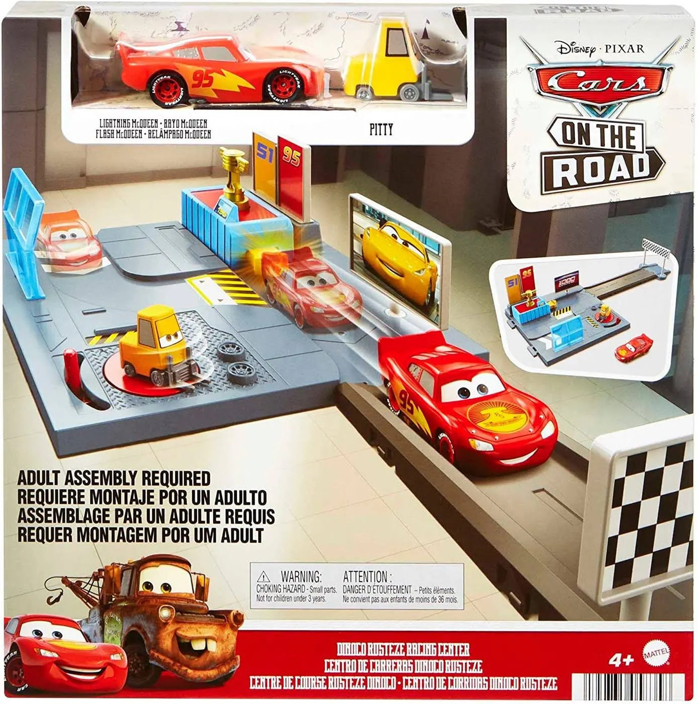 Disney / Pixar Cars On The Road Dinoco Rusteze Racing Center Playset Lightning McQueen & Pittty Included