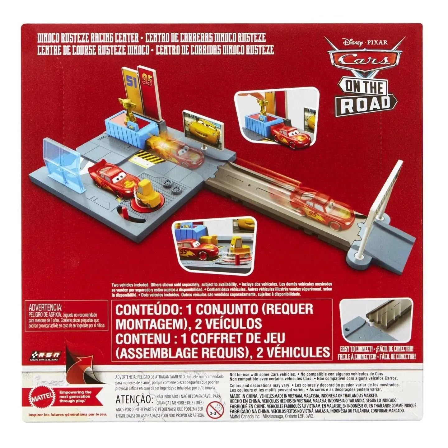 Disney / Pixar Cars On The Road Dinoco Rusteze Racing Center Playset Lightning McQueen & Pittty Included