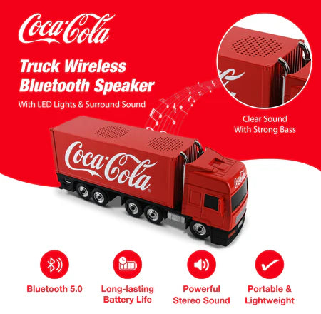 Coca-Cola Truck Shaped Bluetooth Speaker with FM Radio Mode, LED Display