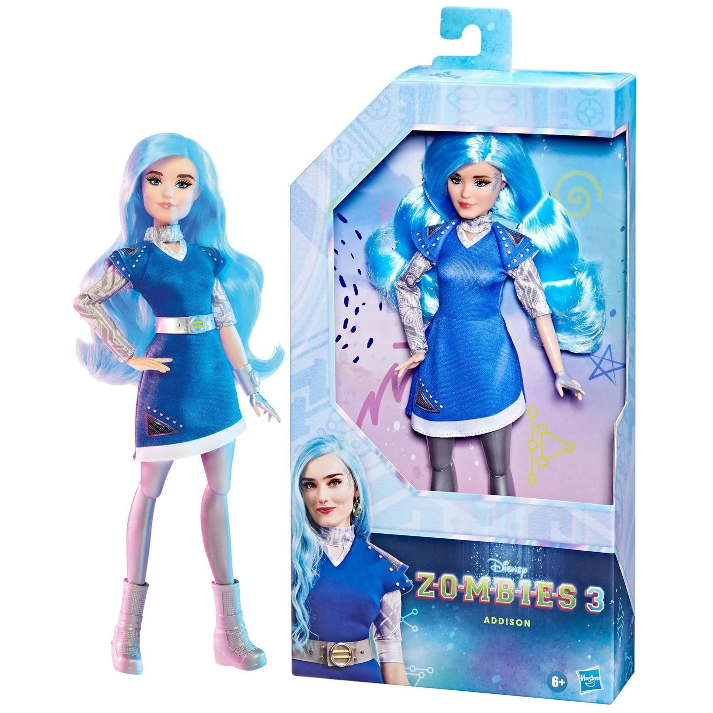 Disney Zombies 3 Addison Fashion Doll with Blue Hair, Alien Outfit, and Accessories