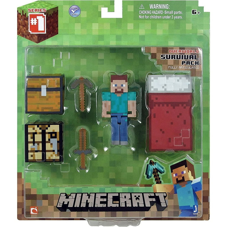 Minecraft Series 1 Survival Kit Pack with 3” Leather Steve Figure