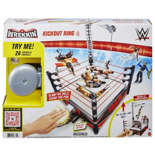 WWE Wrekkin' Kickout Ring Championship Playset with Accessories & 2 Play Modes,