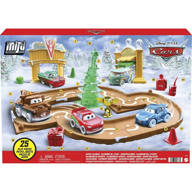 Disney Pixar Cars Toys, 100 Retro Mini Racers Advent Calendar, 5 Toy Cars