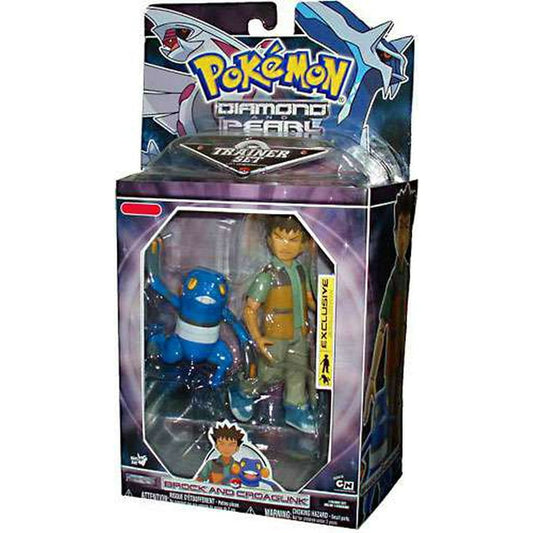 Pokemon Diamond & Pearl Trainer Set Brock & Croagunk Figures