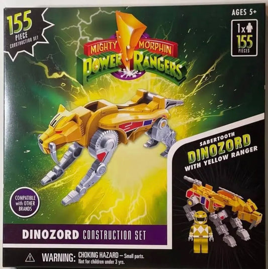 Power Rangers Mighty Morphin Dinozord Construction Set 155 Pieces(Yellow)