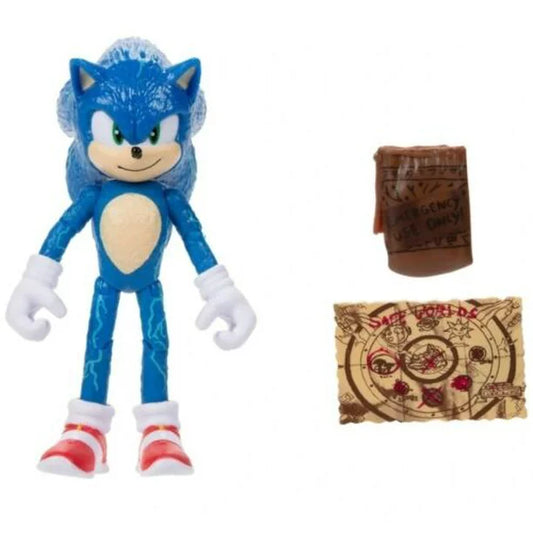 Sonic 2 Movie 4 Inch Figures Sonic with Map & Pouch Action Figure