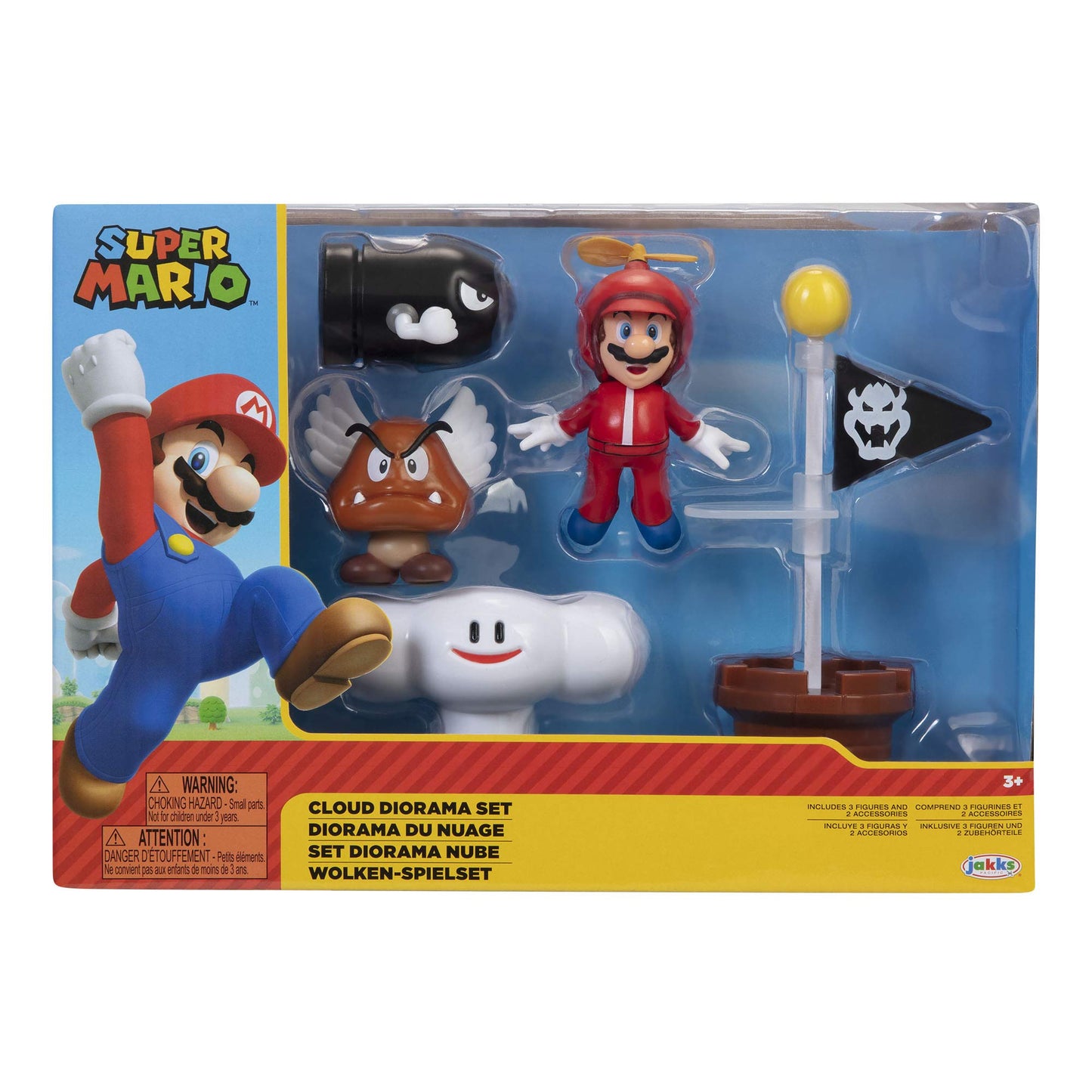 Super Mario World of Nintendo Super Mario 2-1/2” Cloud Diorama Action Figure Set