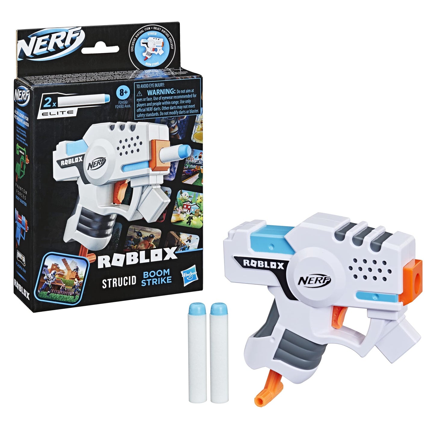 Nerf Roblox Strucid: Boom Strike Dart Blaster. Priming Handle. 2 Nerf Elite Darts